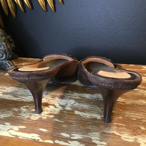 Cole Haan suede buckle stitching kitten heels - Picture 5 of 7